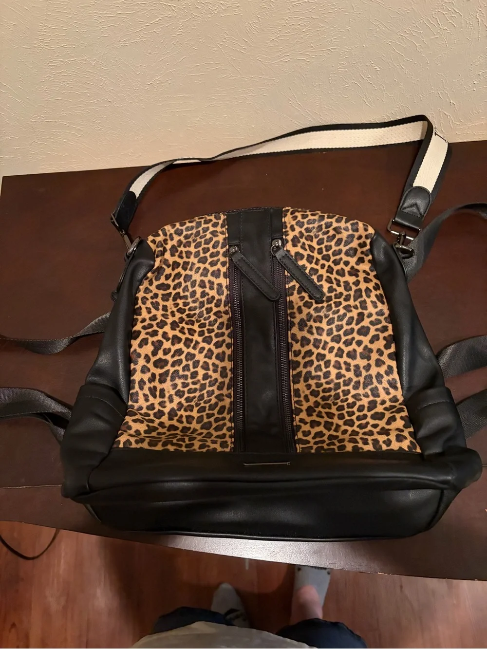 Leopard Print Laptop Bag with Black Trim